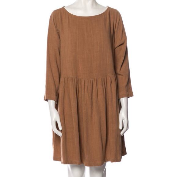 Rachel Pally Ruthie Linen Blend Drop Waist Swing Dress Nutmeg Cognac S - Picture 4 of 9